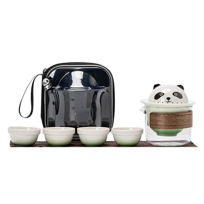 Guochao Style Ceramic Panda Travel Tea Set