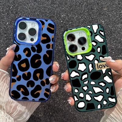 Süße Leopardenhülle für iPhone 16 Pro Samsung A55 A35 M35 S24 FE Xiaomi Redmi Note 13Pro 14C Huawei Honor 200 Stoßfeste Handy-Stoßstange Anti-Kratz-Abdeckung