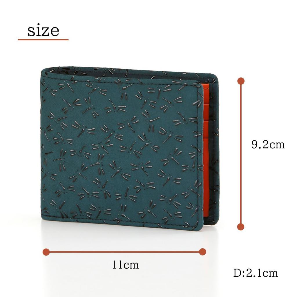 [Inden-ya] Inden HISOCA Hisoka Traditional Craft Koshu Inden Deerskin Lacquer Original Brand Wallet Green with Black Lacquer Dragonfly Design