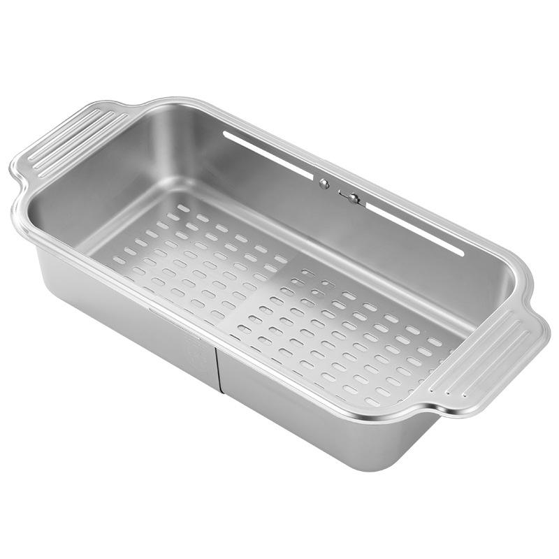 304 Stainless Steel Telescopic Draining Basket for Kitchen Sink - Dish, Bowl, and Plate Organizer.