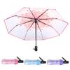 Automatic Umbrella 8 Ribs Large Space Arch Shaped Fashion Flower Pattern Transparent Umbrella Stable Structure for Performance