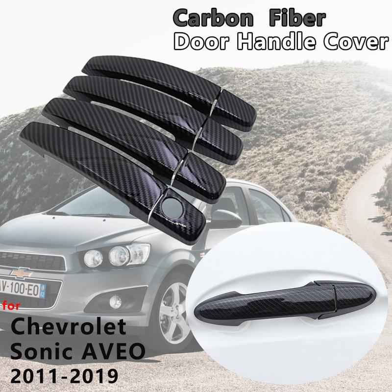 Carbon Fiber Door Handle Cover Accessories for  Chevrolet Sonic AVEO Holden Barina 2011 2012 2013 2014 2015 2016 2017 2018