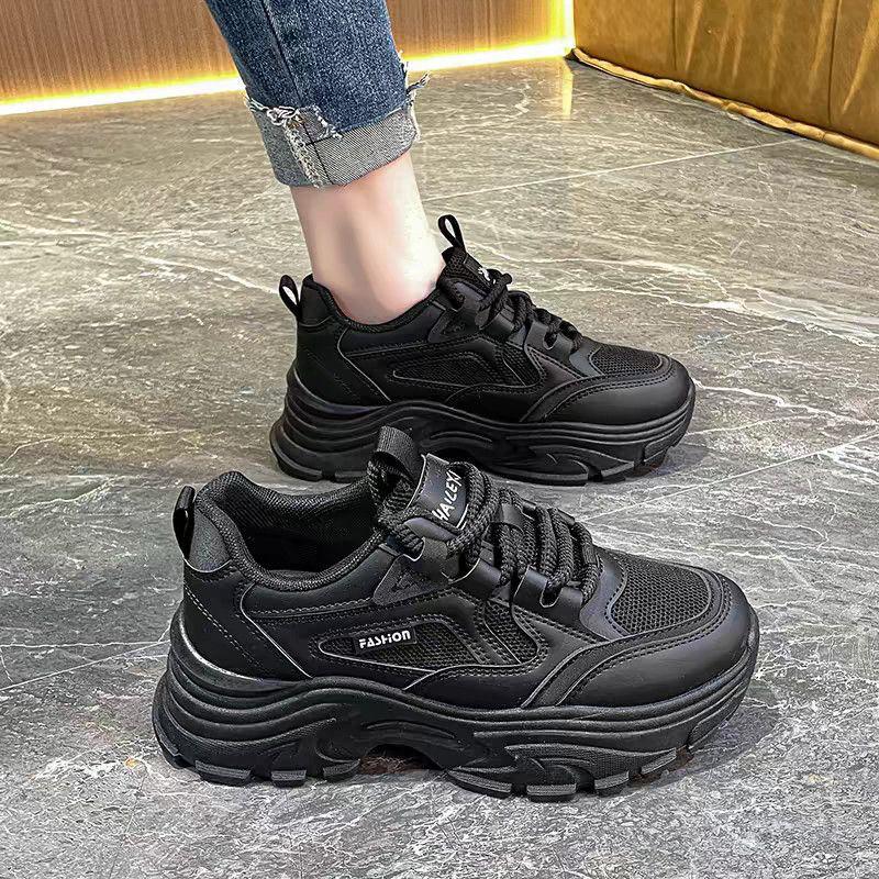 Dam nya vår- och sommarskor i mesh, andas, mångsidiga platåskor, lätta vita skor