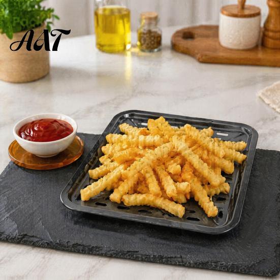 Padella Griglia Antiaderente per Friggitrice ad Aria Ninja Foodi, Vassoio antigrasso in Alluminio Durevole, con Tappetino da Cottura in Gomma Facile da Pulire, Ricambio Circolazione del Calore DZ401