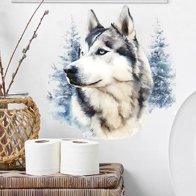 Tuschekunst Wolf Husky Wandaufkleber für Schlafzimmer Wohnzimmer Arbeitszimmer Hintergrund Selbstklebend Abnehmbar Heimdekoration