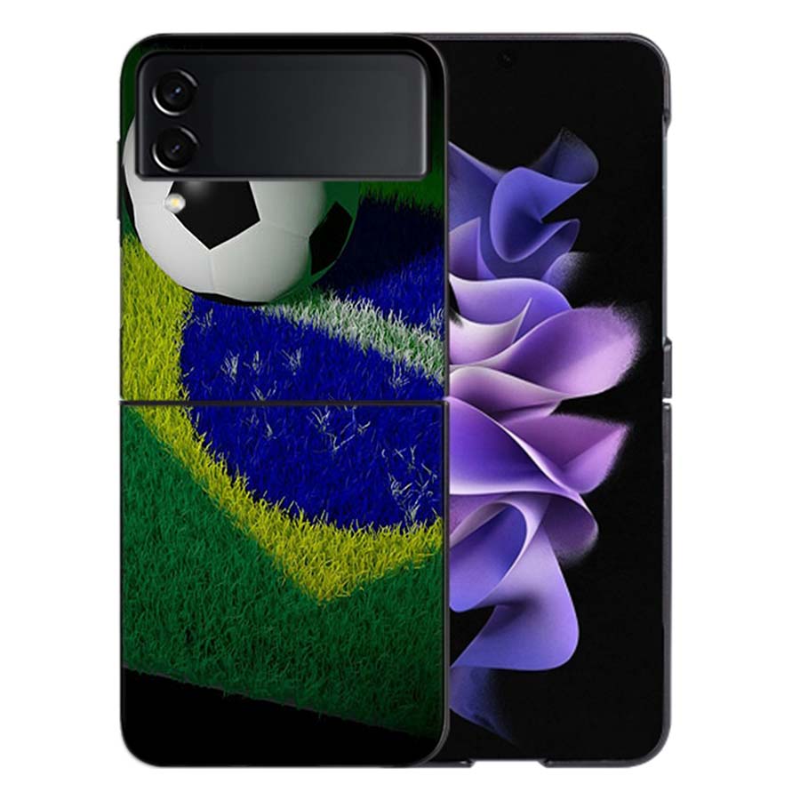 Football Soccer Ball Design For Samsung Galaxy Z Flip 5 4 3 Case Shockproof Hard Cover Phone Z Flip 6 7 5G Z Flip 5 4 5G TPU P