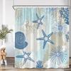 Nautical Cartoon Shower Curtain Tropical Fish Starfish Shell Seaweed Coral Underwater Bathroom Decoration Polyester Bath Curtain
