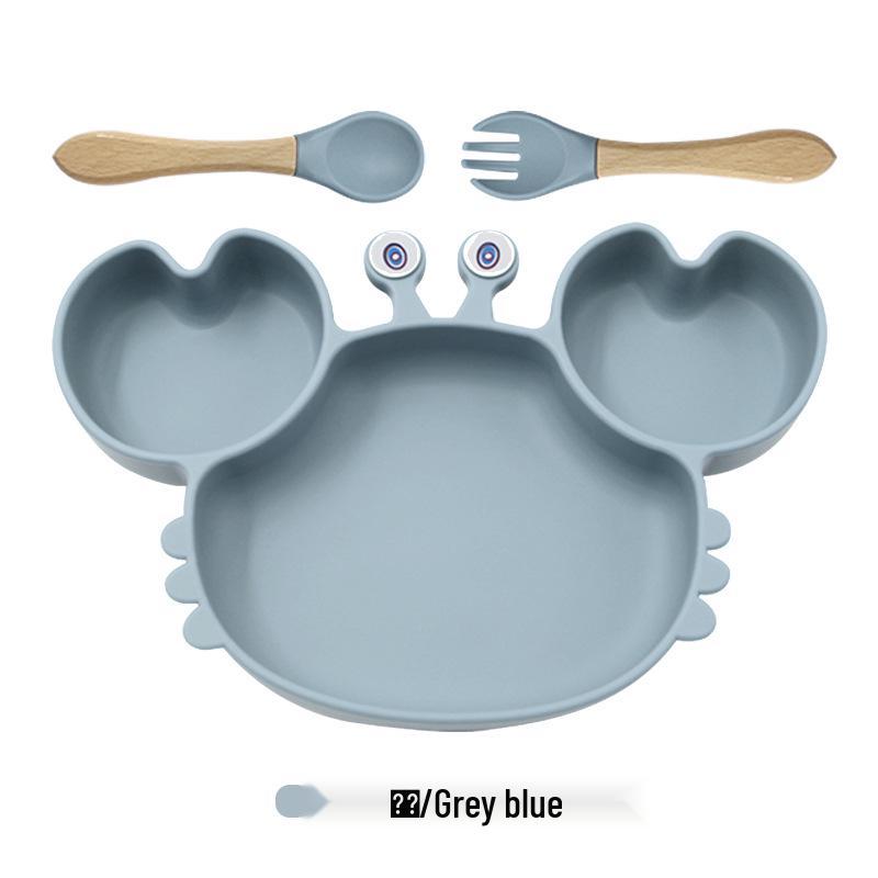 Silicone Suction Crab Plate: Divided Baby Tableware for Feeding & Weaning