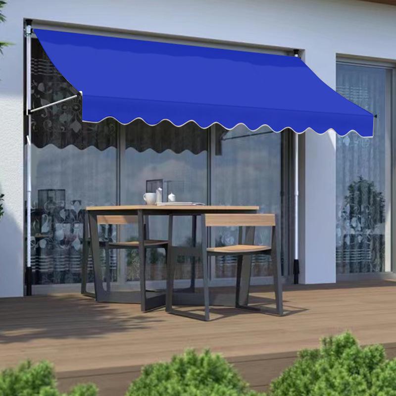 Folding Retractable No-Drill Sunshade: Hand-Crank Balcony & Shop Canopy