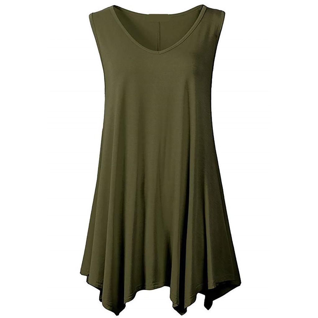Plus Size Women Sleeveless Tunic Top Casual Loose Fit Swing Tank Blouse Soft Stretchy Fabric Summer Shirt