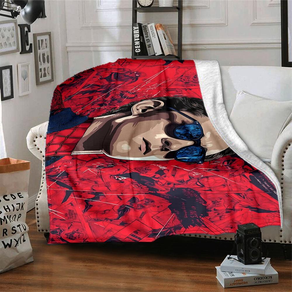 1Pc Spiderman Web Shadows Flannel Blanket, Soft And Comfortable, Casual Warm, Camping Travel, Christmas, Halloween Xmas Gift S1897