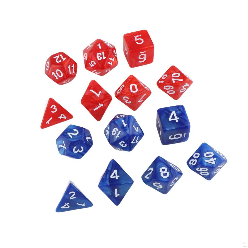 14 Pieces Polyhedral Dices Set Acrylic D4-d20 Game Playing Multi Sided for