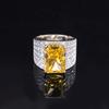 2023 Vintage Style European and American Fashion High Grade Texture Rectangular Diamond Men's Ring