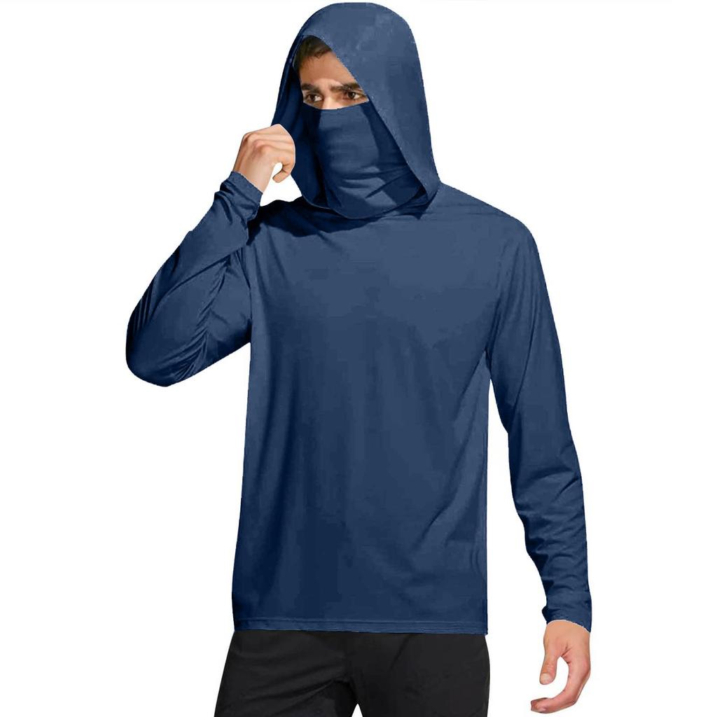 Pánské tričko s maskou Lehký s dlouhým rukávem s kapucí Turistika Rybaření Výkon