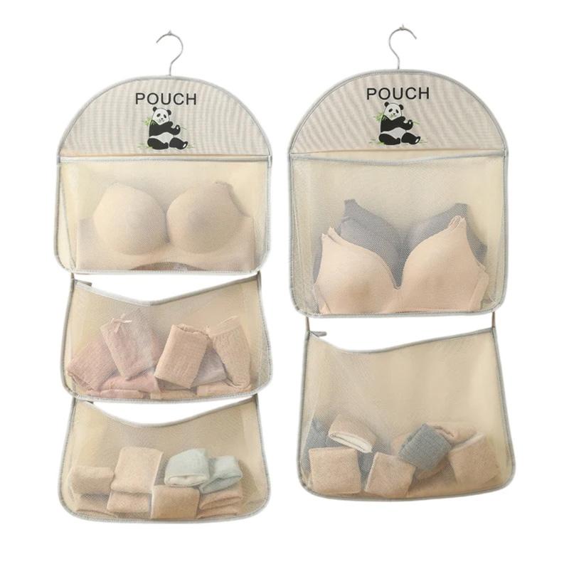 1pc Bra Storage Net Multi-layer Storage Bags Space-saving Underwear Socks Breathable Hanging Mesh Bag Storage Organizer