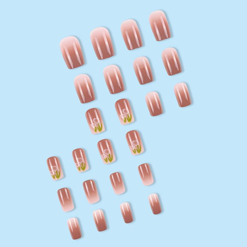 

24 шт./комплект накладных ногтей градиентный розовый дизайн с любовью накладные ногти с клеем короткие квадратные милые сладкие ногти накладные ногти типсы