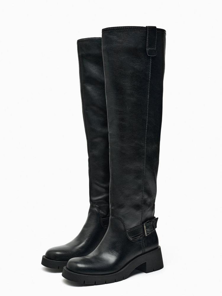 Fashion Winter Long Boots For Women Fashion Slip On Square Heel Over the Knee High Boots Winter Shoes Ladies Elegant Mordern Booties