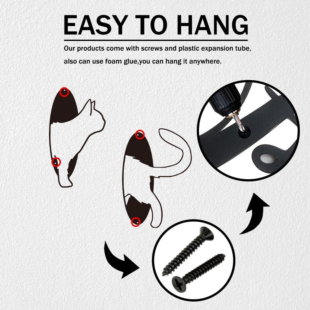 2Pcs/set Iron Art Cat Hanging Pendant Handmade Cat Wall Hanging Ornaments Office