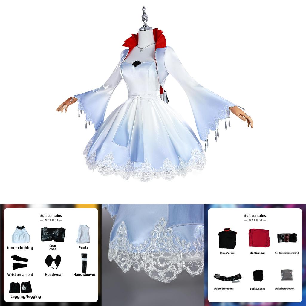Rwby Ruby Rose Weiss Schnee Cosplay Outfit With Polyester Fabric For Anime And Game Convention Wear