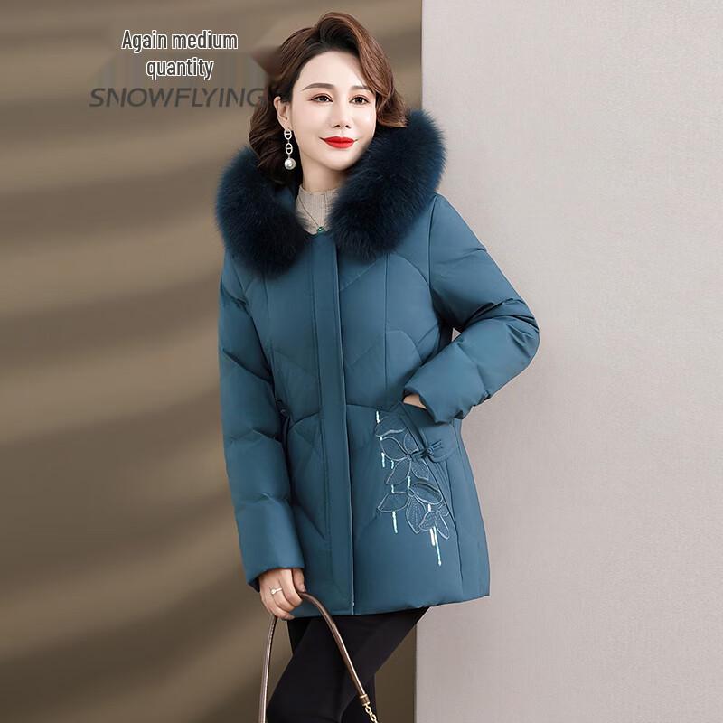 

SNOWFLYING Women s Mid-length Duck Down Jacket with Fox Fur Collar 4XL (185)