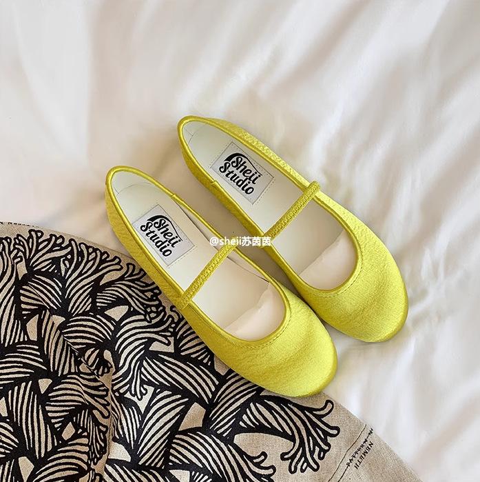 Fashion Flat Shoes for Women Spring Autumn Round Toe Silk Flat Bottomed Mary Jane Shoes for Women Ladies Shoes  Loafers