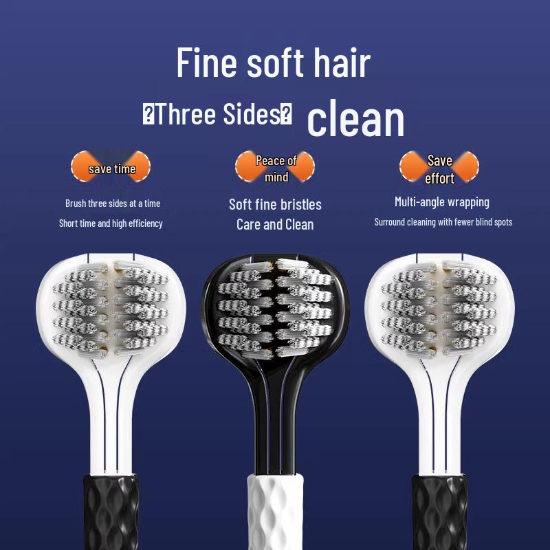 Brosse à Dents Adulte à Soies Douces Triple Face pour Hommes et Femmes - Lot Familial en Forme de U