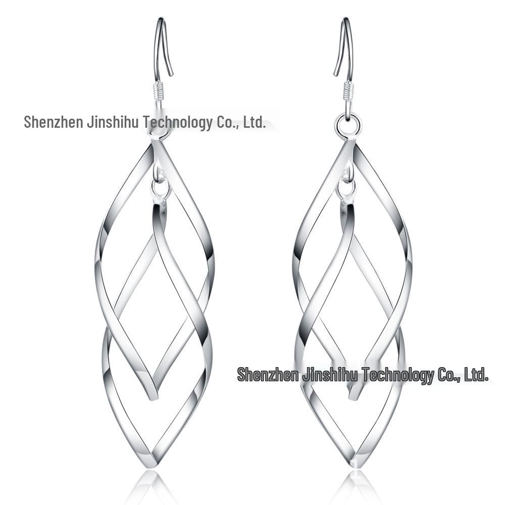 Silver Tassel Double Twist Banana Earrings - Trendy Fashion Boutique E168