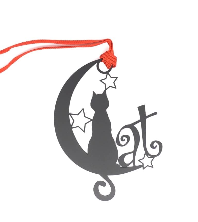 

Bookmark Cute Beautiful Stylish Popular Bookmarker Black Bookmark and Moon (Cat B)