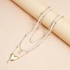 Artistic Irregular Heart Star Imitation Pearls Alloy Necklace Multi Layer Neckchain For Unique Fashion Accessories