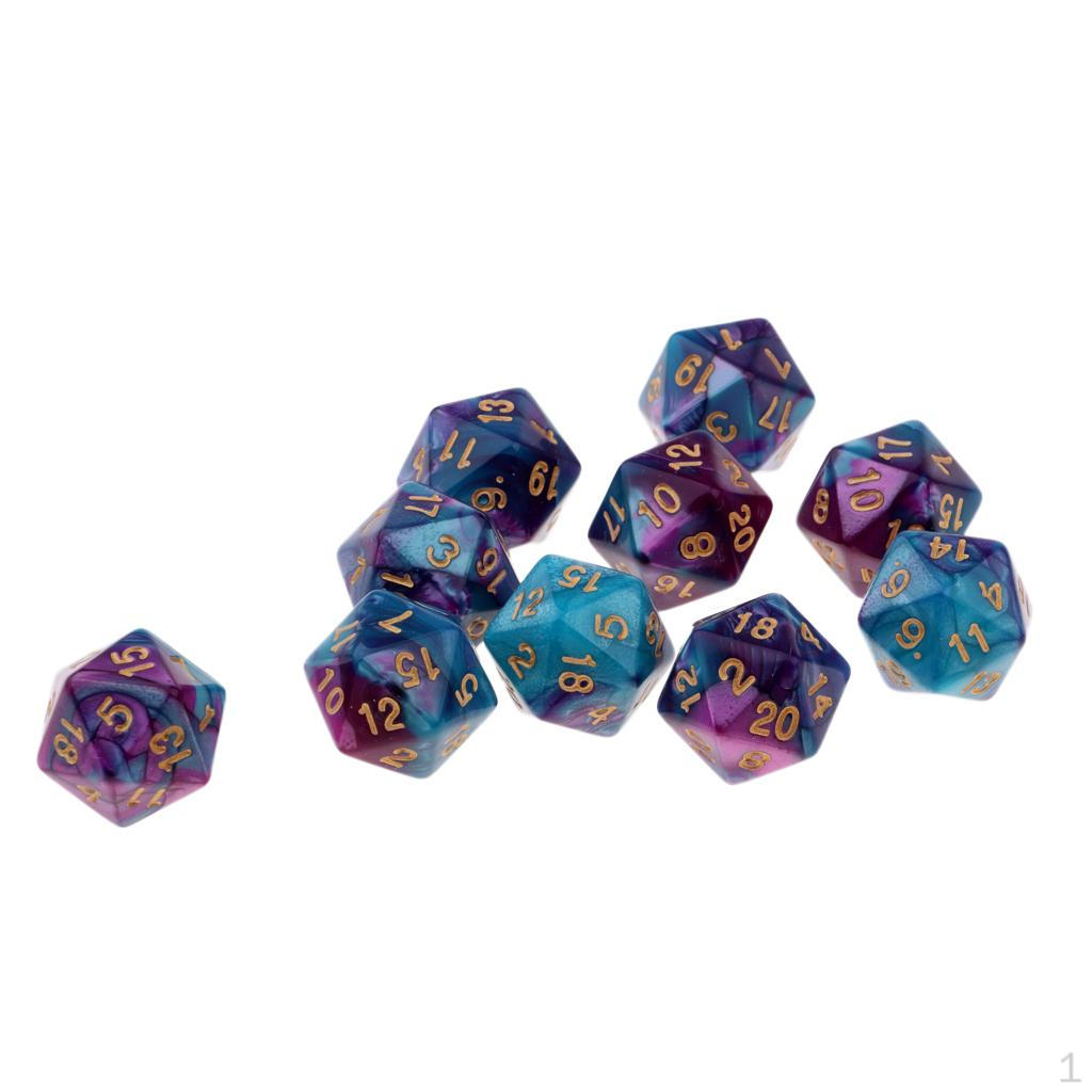 Набор из 10 многогранных костей Серия D20 Blue Purple -b