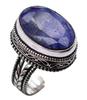 Blue Sapphire Natural Gemstone Silver Plated Ring US Size-7.25 A 467
