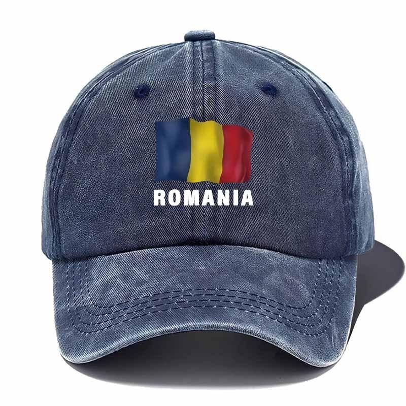

Romania Flag Distressed Baseball Cap Unisex Vintage Polyester Outdoor Adjustable Cap One Size синий