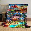 Mondo colorato a tema Roblox con personaggi, edifici, veicoli e paesaggi. coperta per tutte le stagioni coperta per pausa pranzo regalo