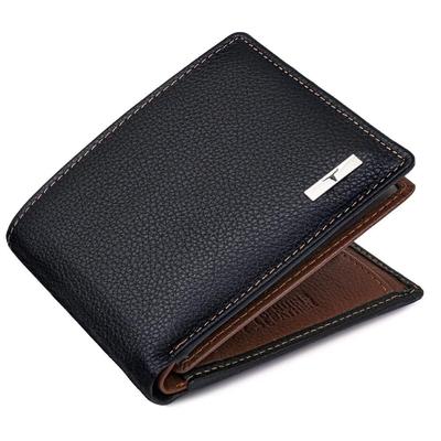 Kyle Black/Redwood Leather Wallet for Men, 6 Card Slot