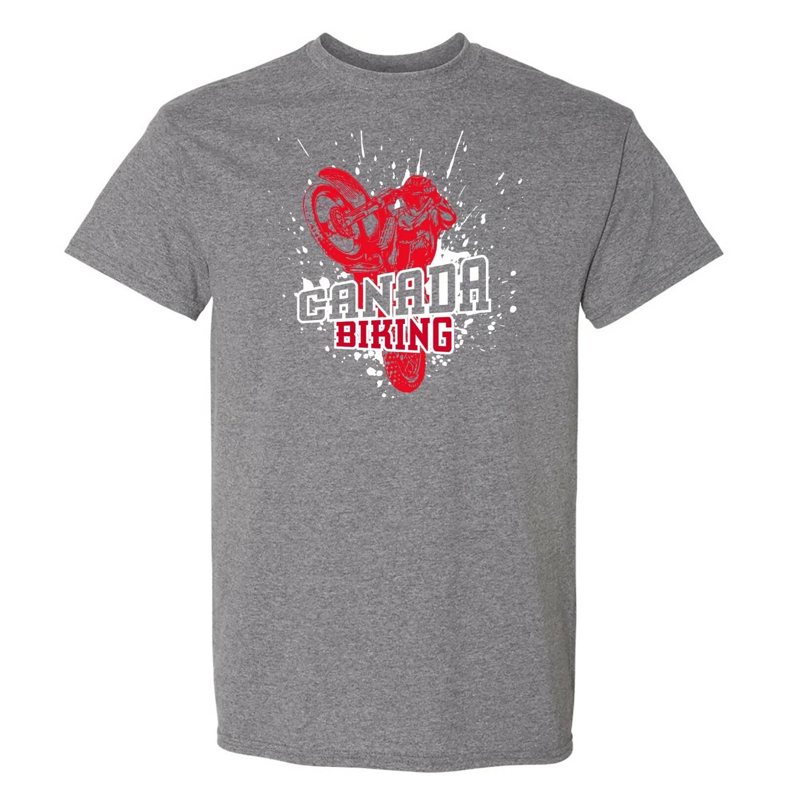 Canada Biking - Cycling Summer Sports T Shirt - Graphite Heather M