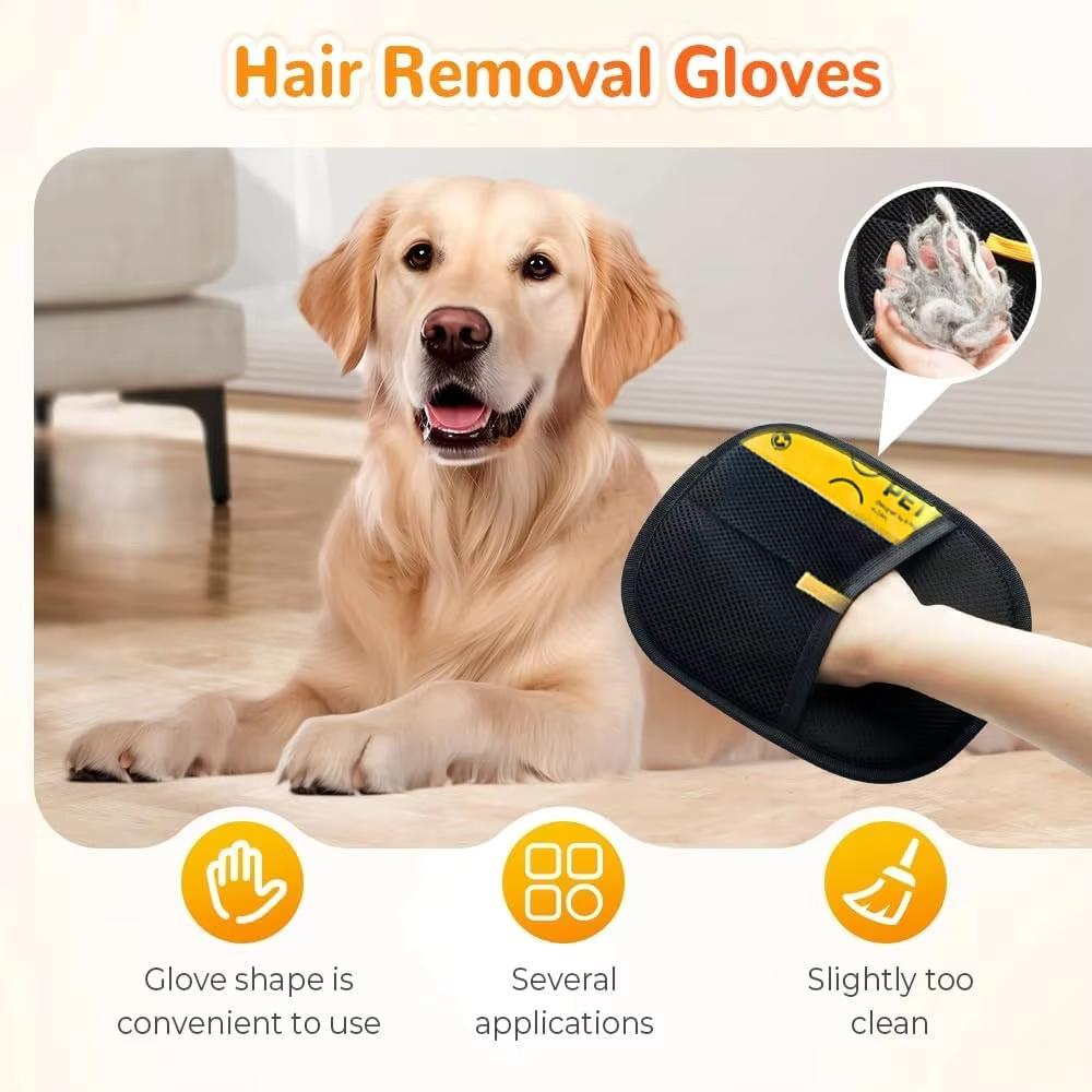Design Eco Friendly Pet Hair Removal Gloves Double Sided Electrostatic Grooming Brush for Dog Cat Sofa Carpet Fast Cleaning
