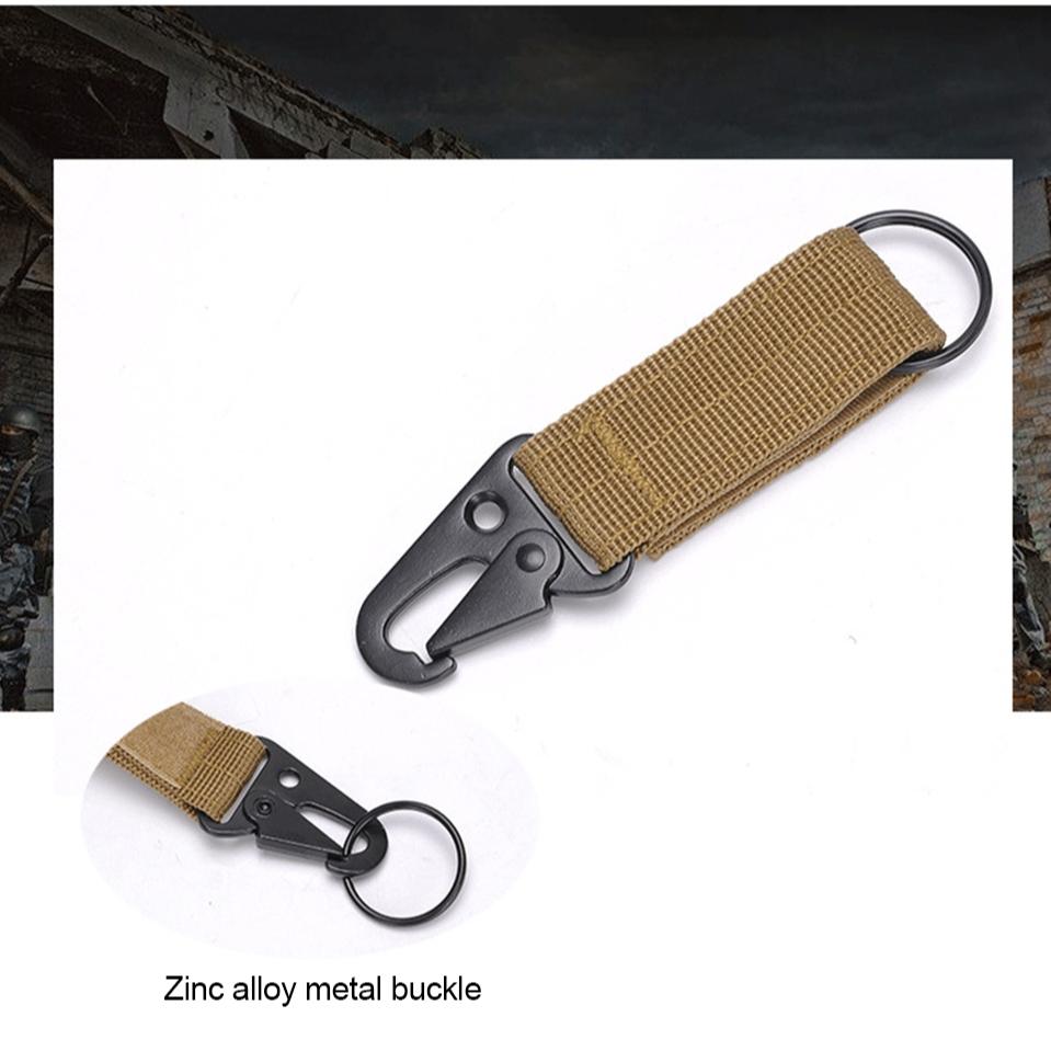 1PC Outdoor Tactical Nylon Webbing Carabiners Buckle Keychain Multi-functional Mountaineering Olecranon Hook MOLLE Key Belt