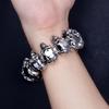 Gothic Punk Schmuck Voller Totenkopf Gliederkette Mann Armband für Männer Schwarz Altsilber Farbe Edelstahl Herrenarmbänder Cool