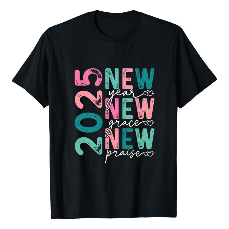 NEW YEAR Printed Trendy T-shirt Sports and Leisure Hoodie Round Neck Loose Short Sleeve T-Shirts Women’s