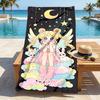Personalized Name Moonlit Guardian Stylish Digital Printing Beach Towel Quick‑Drying Absorbent Blanket for Beach Pool Gym Travel