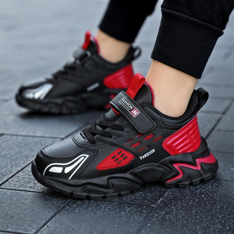 Boys' sports shoes autumn new children's leather waterproof sports shoes campus running sports casual shoes middle and old children
