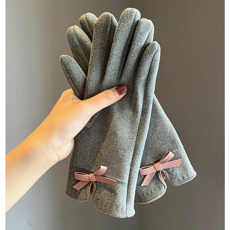 Winter Women Can Touch Screen Add Velvet Thick Cold and Warm Gentle and All-matching High-end Gloves