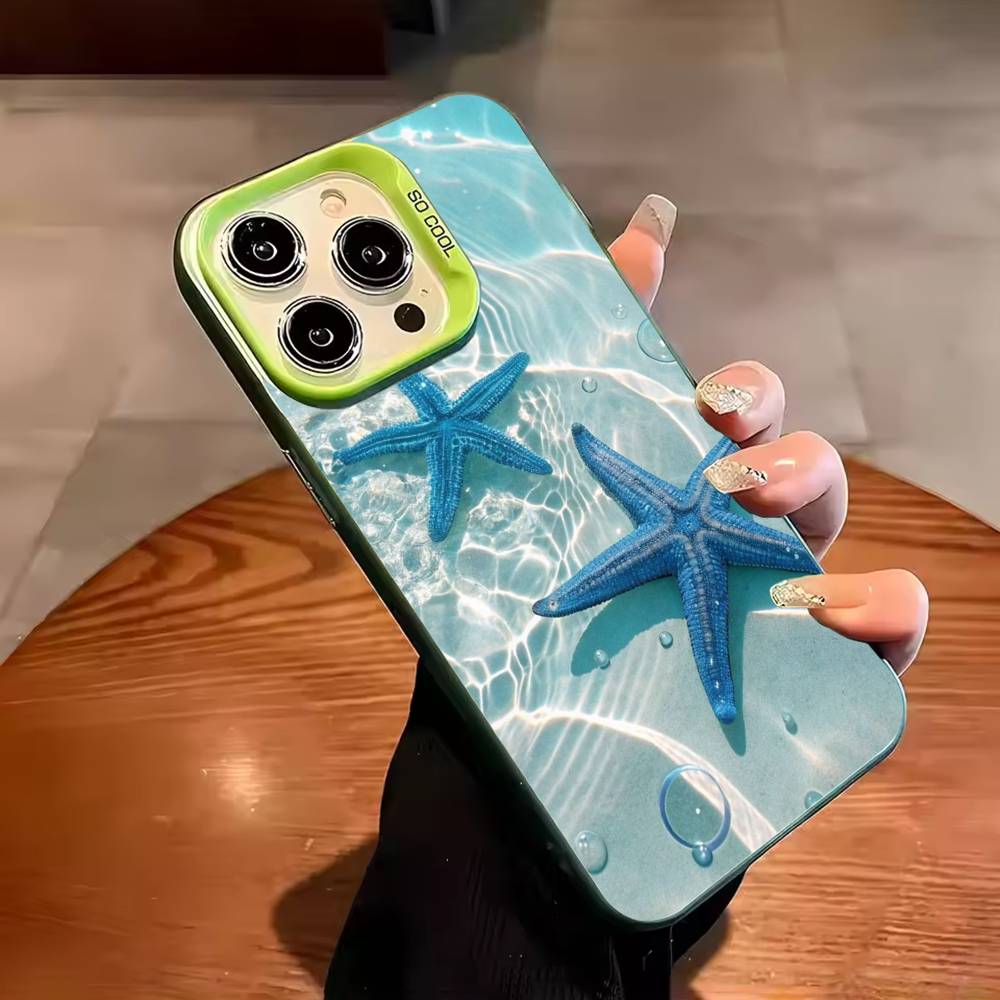 Meerwasser Schmetterling Ozean Schildkröte Handyhülle Für iPhone 17 16 15 14 13 12 11 Pro Max Plus Silber Süßigkeit Mattes Cover