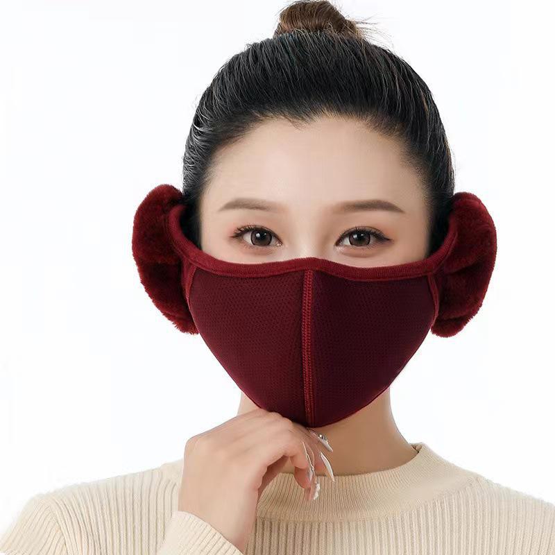 Women's Winter 2024 Warm Earmuffs with Cotton Windproof Mask - Plush, Coldproof, Plus Velvet Two-in-One Design
