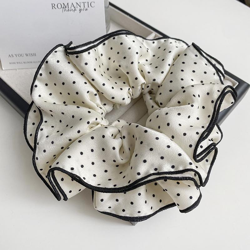 

Классическая черно-белая резинка-скранчи в горошек - Ретро французская повязка на голову белый