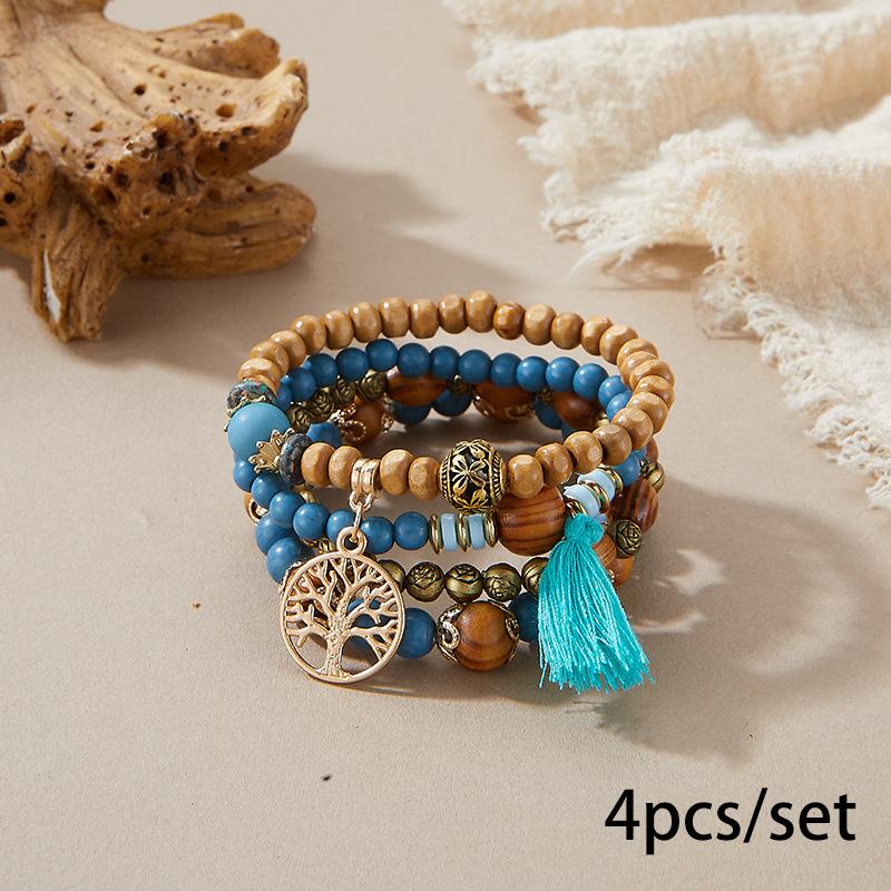 

European And American Bohemian Bracelet Creative Tassel Multi-layer Beaded Bracelet Beautiful Jewelry One Size