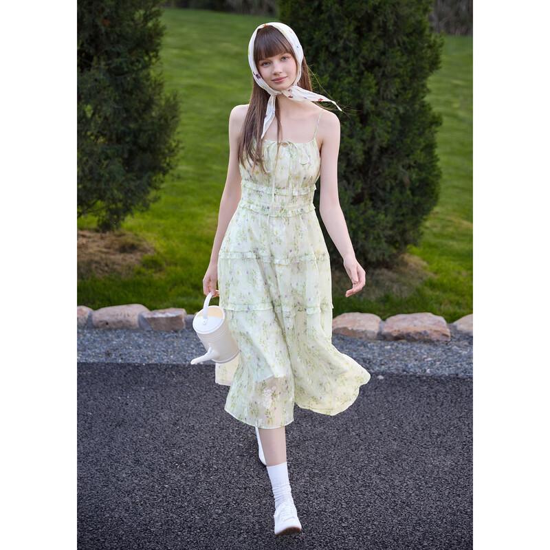 TonLion Women's Floral Sling Midi Dress