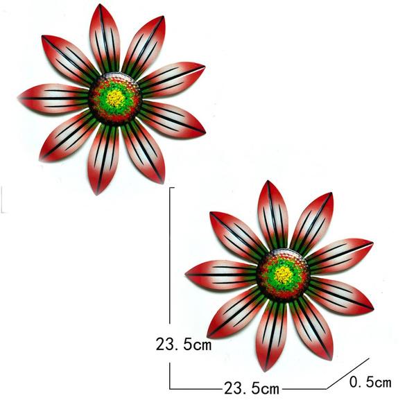 

2 шт. металлический цветок настенный художественный декор садовая скульптура подвесной орнамент для домашней комнаты 2 Pcs красный