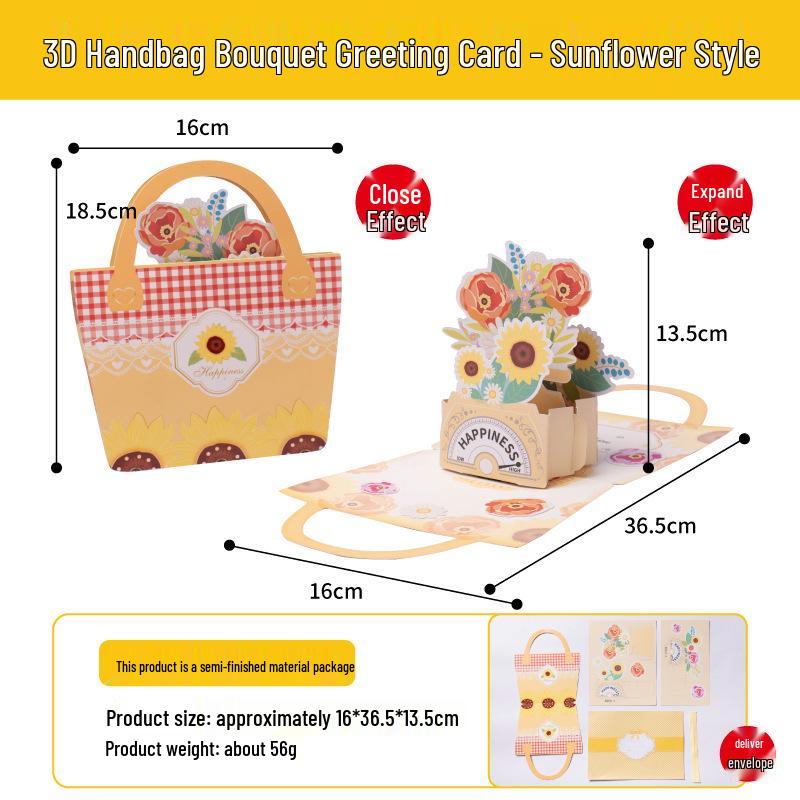 Handmade 3D Tote Bag & Flower Bouquet Greeting Card Kit for Teacher s Day
