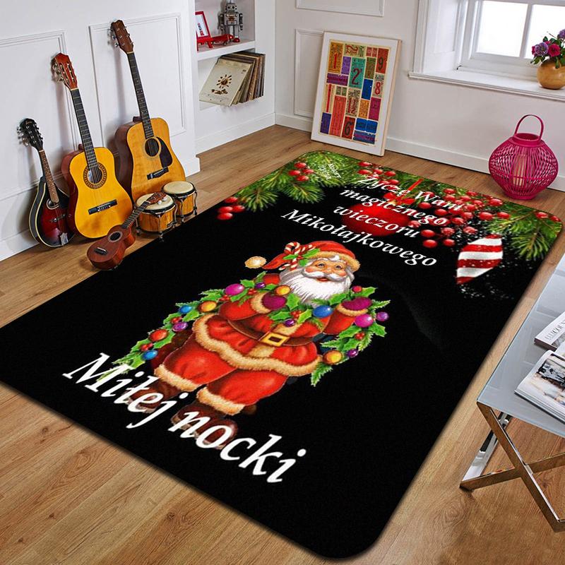 Weihnachtsmann Teppich bedruckte Eingangsfußmatte Wohnzimmer Schlafzimmer Badezimmer rutschfester Teppich Heimdekorative Bodenmatte Neujahrsgeschenk